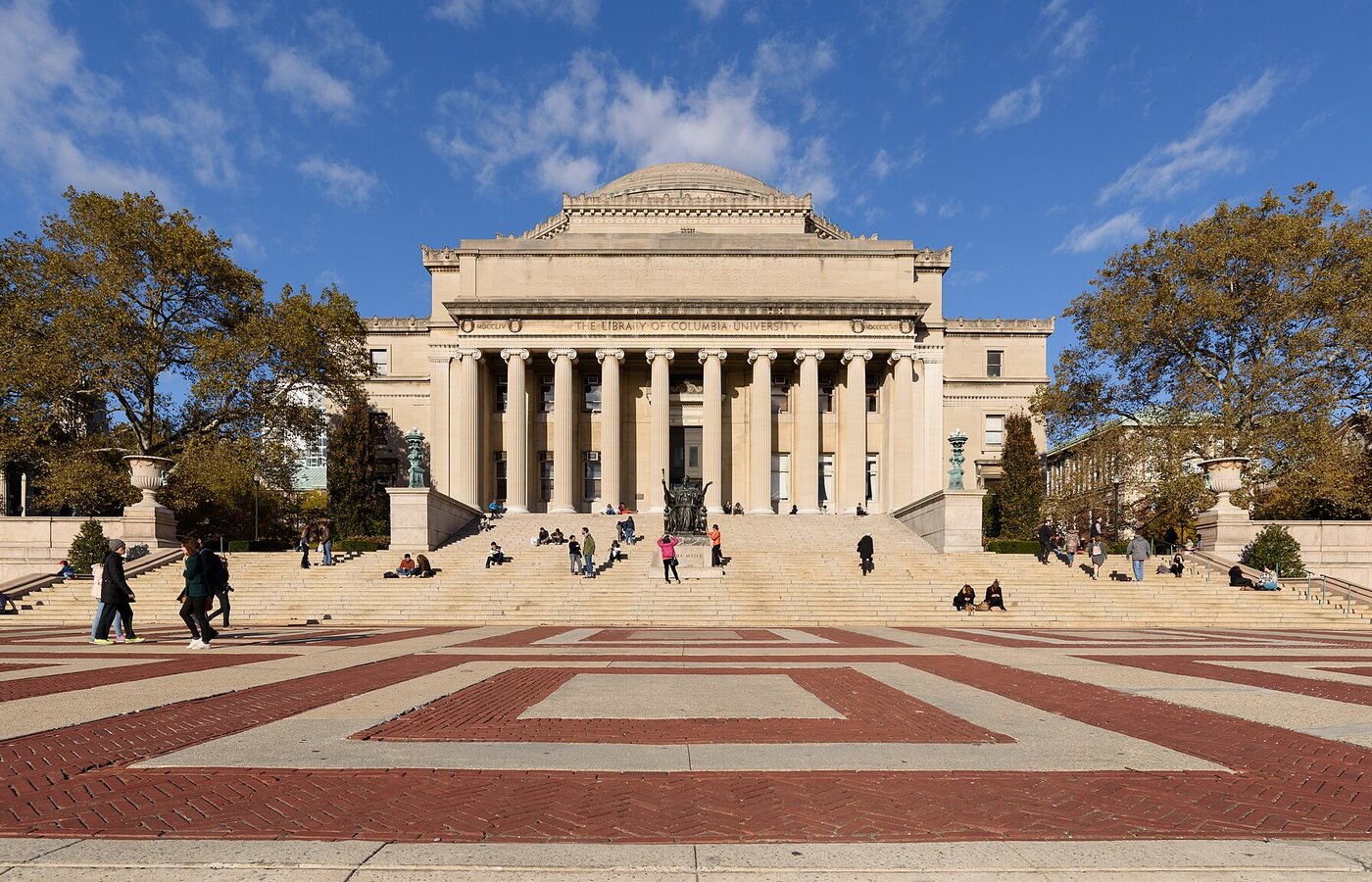 Low Memorial Library and Alma Mater Statue at Columbia University